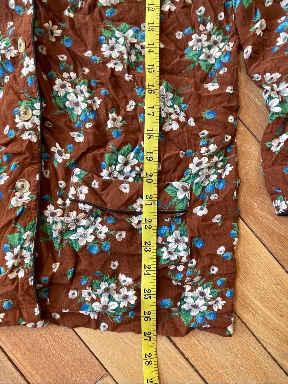 Batsheva Brown Lily Floral Pajama Set Size Small 2 Piece Ruffle Pants - Picture 12 of 13
